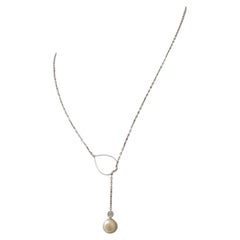 Perla del Mar del Sur Diamante colgante moderno 14KT oro blanco impresionante toda la longitud de ajuste
