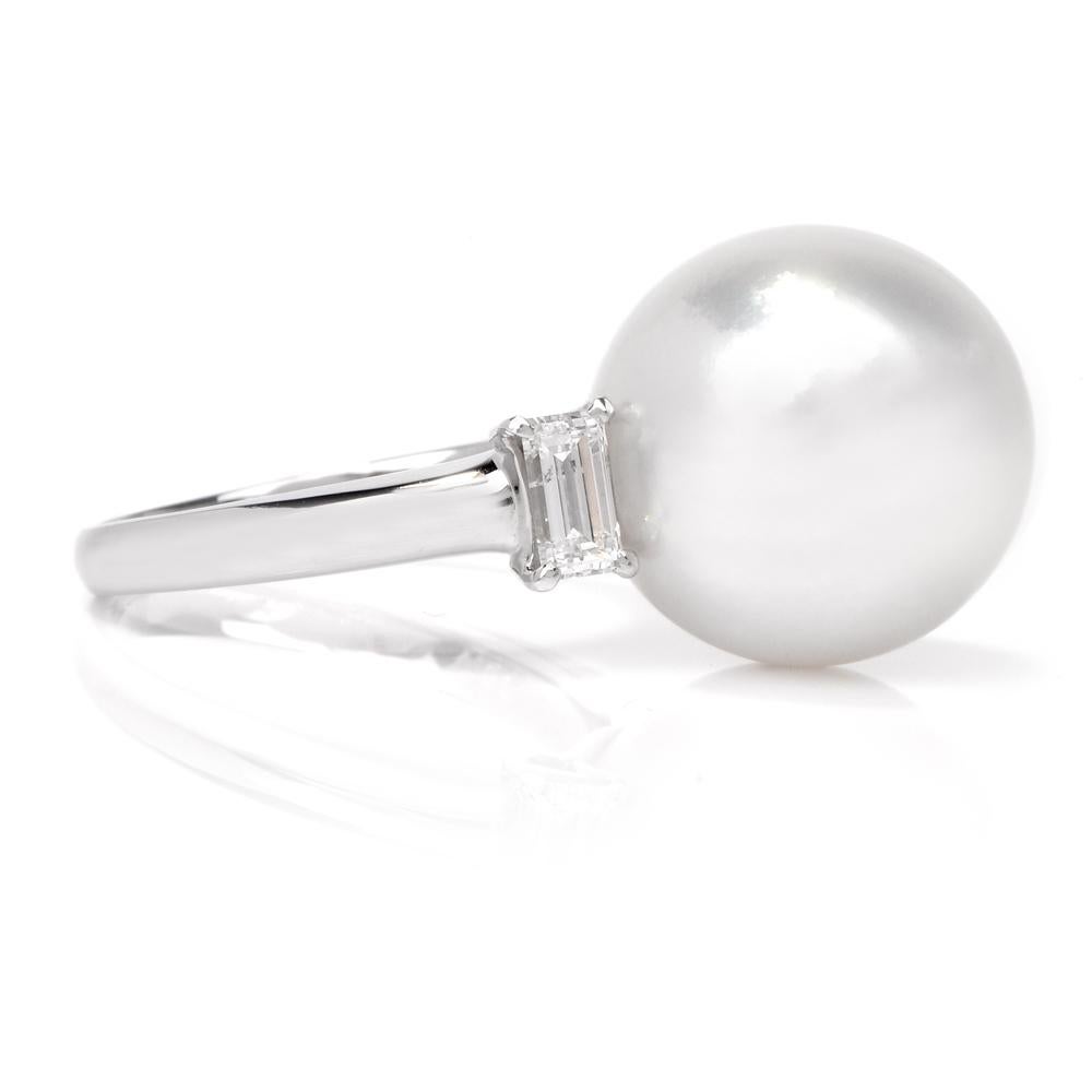 Women's South Sea Pearl Diamond Platinum Cocktail Ring