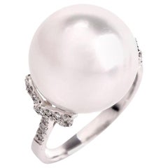 South Sea Pearl Diamond Platinum Cocktail Ring