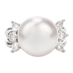 South Sea Pearl Diamond Platinum Cocktail Ring