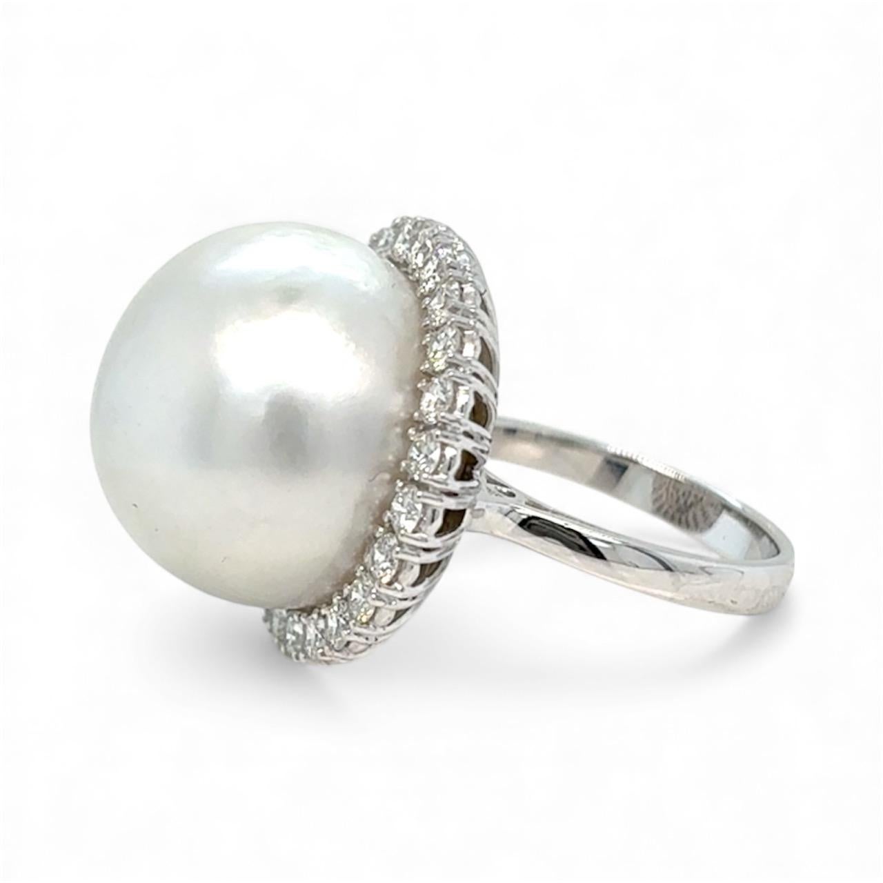 da uomo o donna Anello in oro retrò con diamante e perla dei mari del sud in vendita