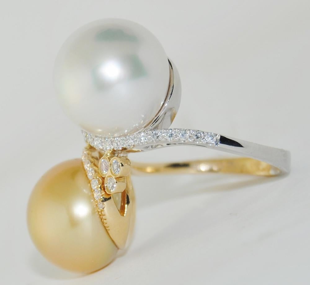 Contemporary South Sea Pearl Diamond Ring For Sale