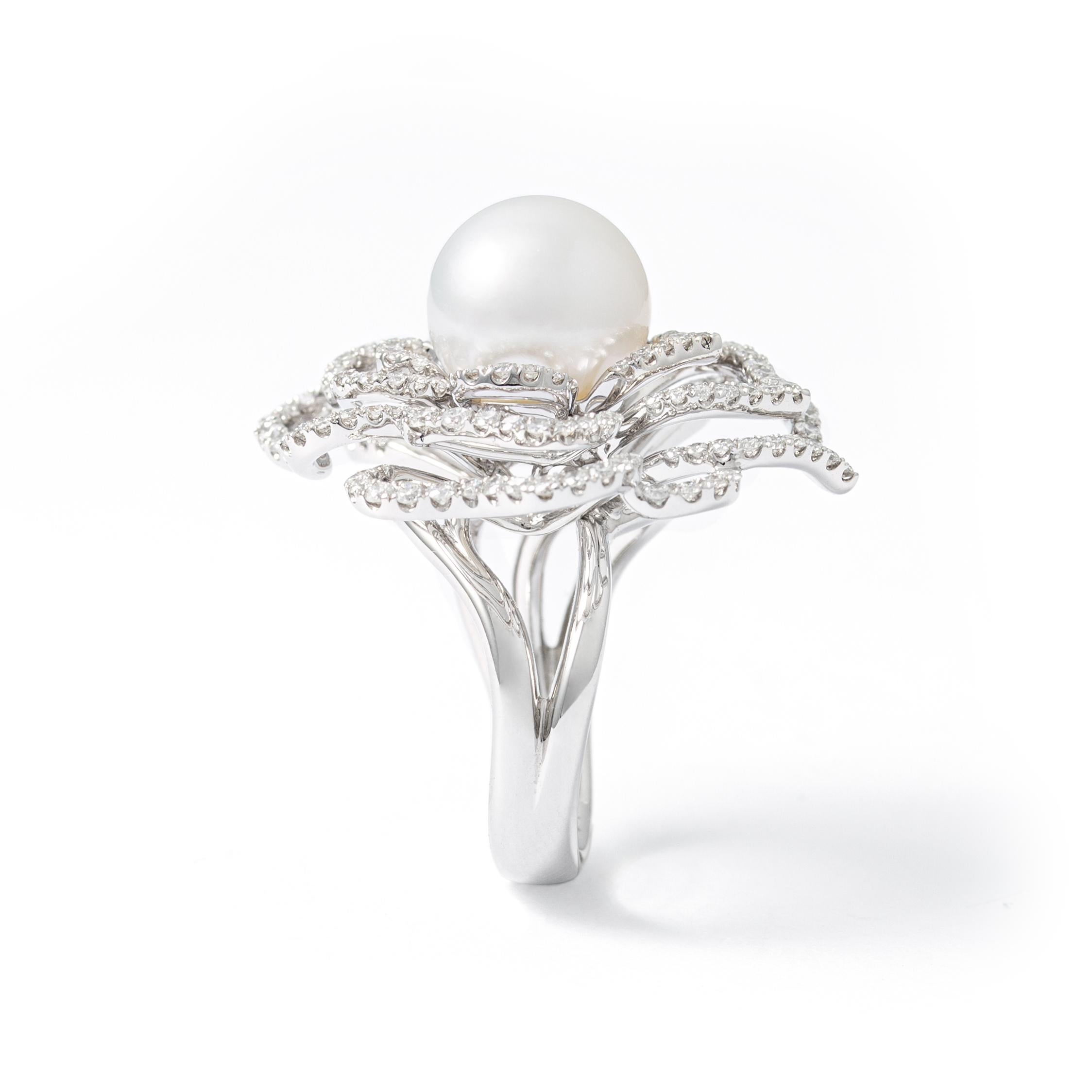 Women's South Sea Pearl Diamond Ring For Sale