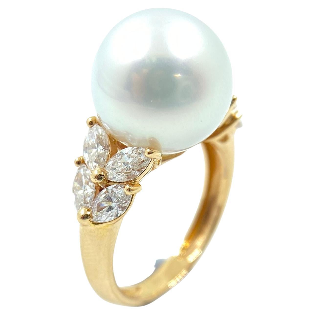 12.90mm South Sea Pearl Diamond Ring in 18 Karat Rose Gold