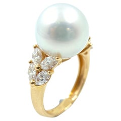Bague en or rose 18 carats avec diamants des mers du Sud de 12,90 mm