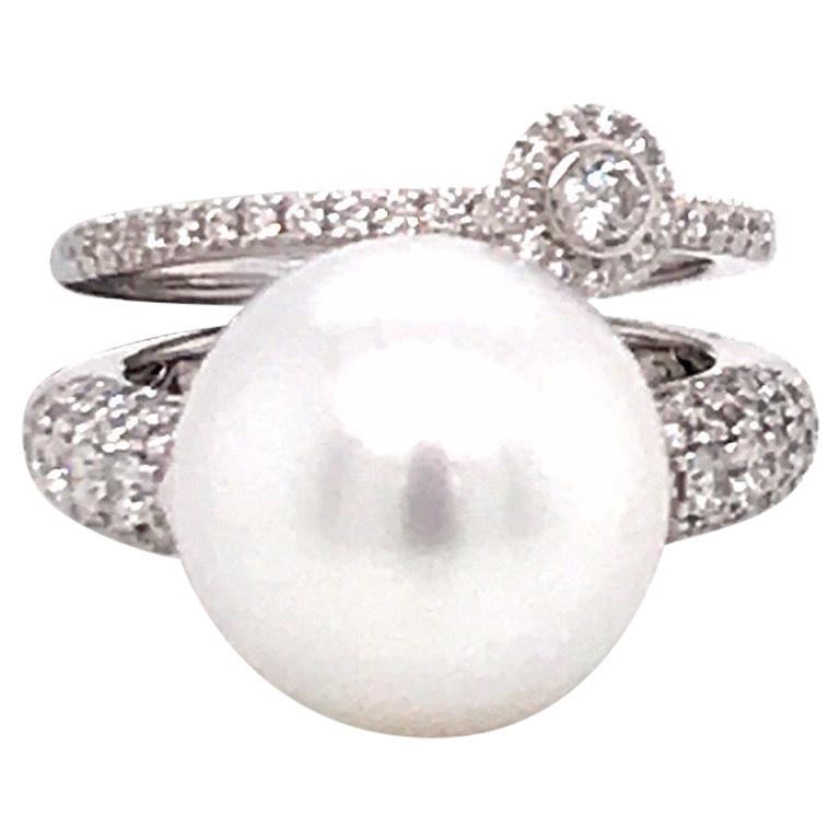 Anillo de Diamantes Perla del Mar del Sur en Uno 1,28 Quilates Oro Blanco 18 Kilates