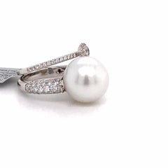 South Sea Pearl Diamond Ring in One 1.28 Carat 18 Karat White Gold