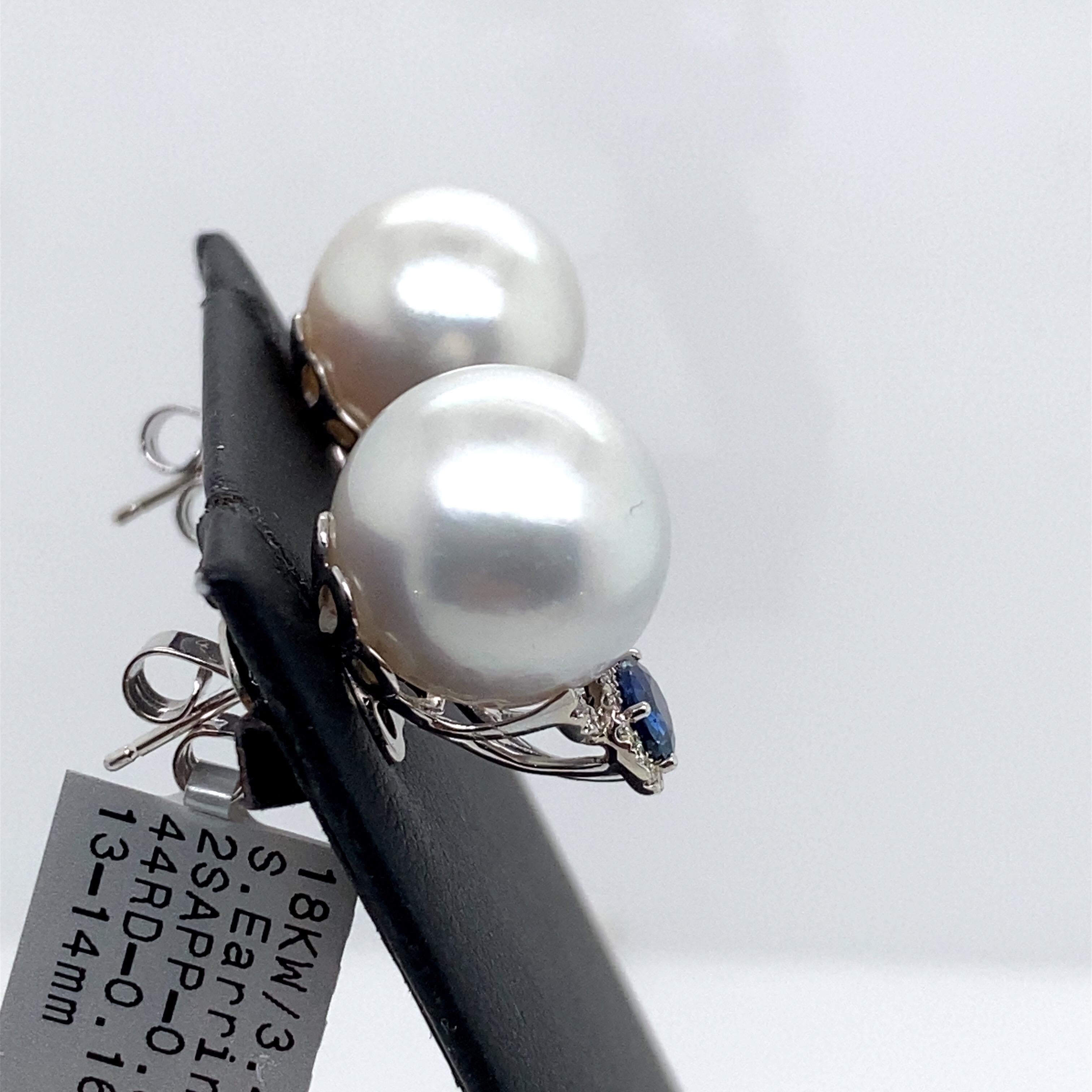 pearl earrings with sapphire