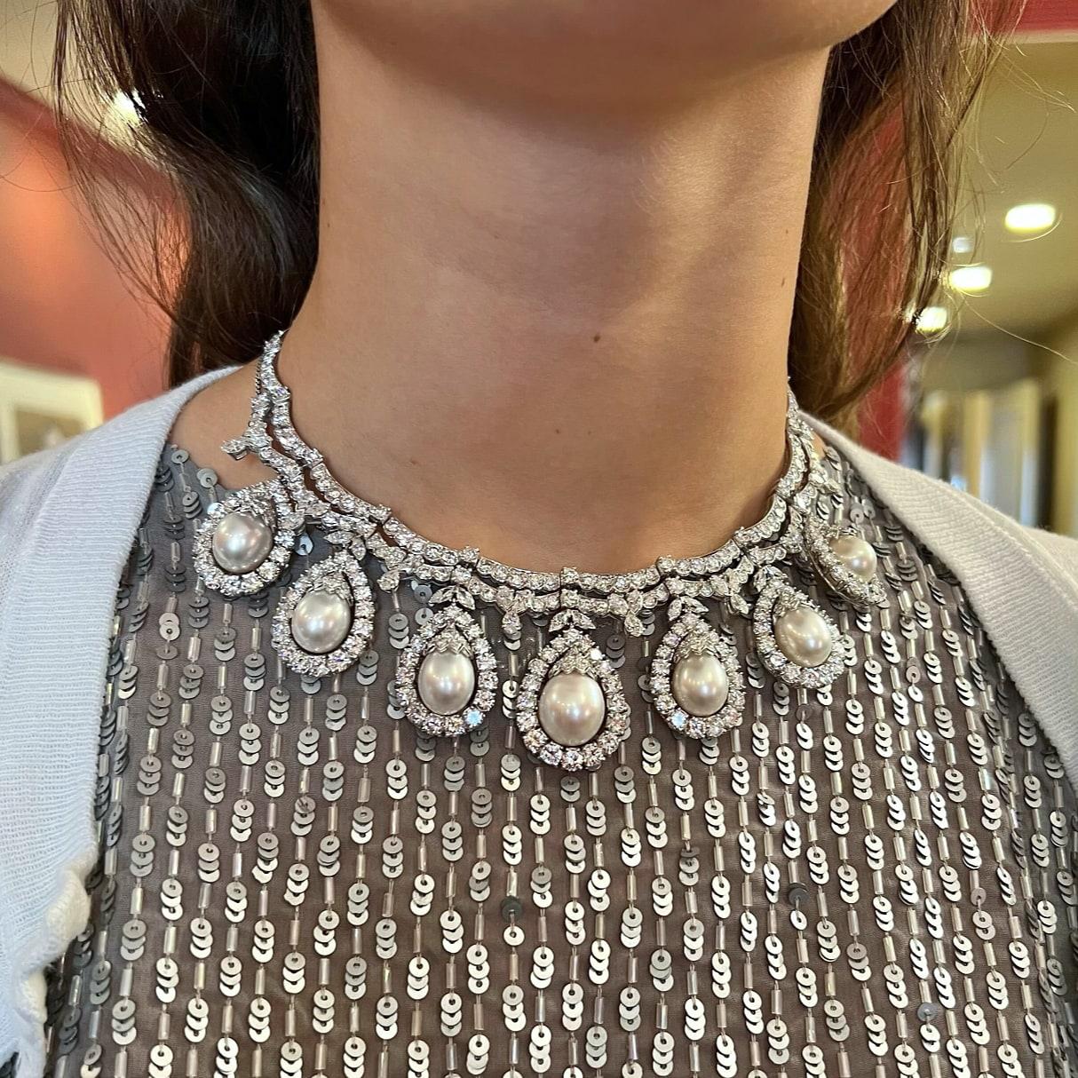 De las mujeres Collar Festoneado de Perlas del Mar del Sur y Diamantes en venta