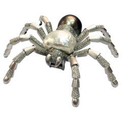 South Sea Pearl & Diamond Spider Brooch