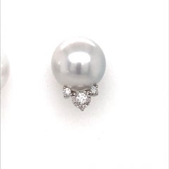 South Sea Pearl Diamond Stud Earrings 0.34 Carat 18 Karat White Gold