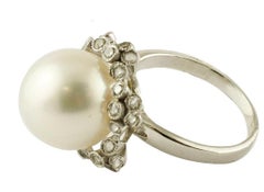 South Sea Pearl, Diamonds, 14 Karat White Gold, Ring