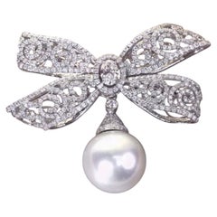 South Sea Pearl & Diamonds 18K Gold Brooch/Pemdant
