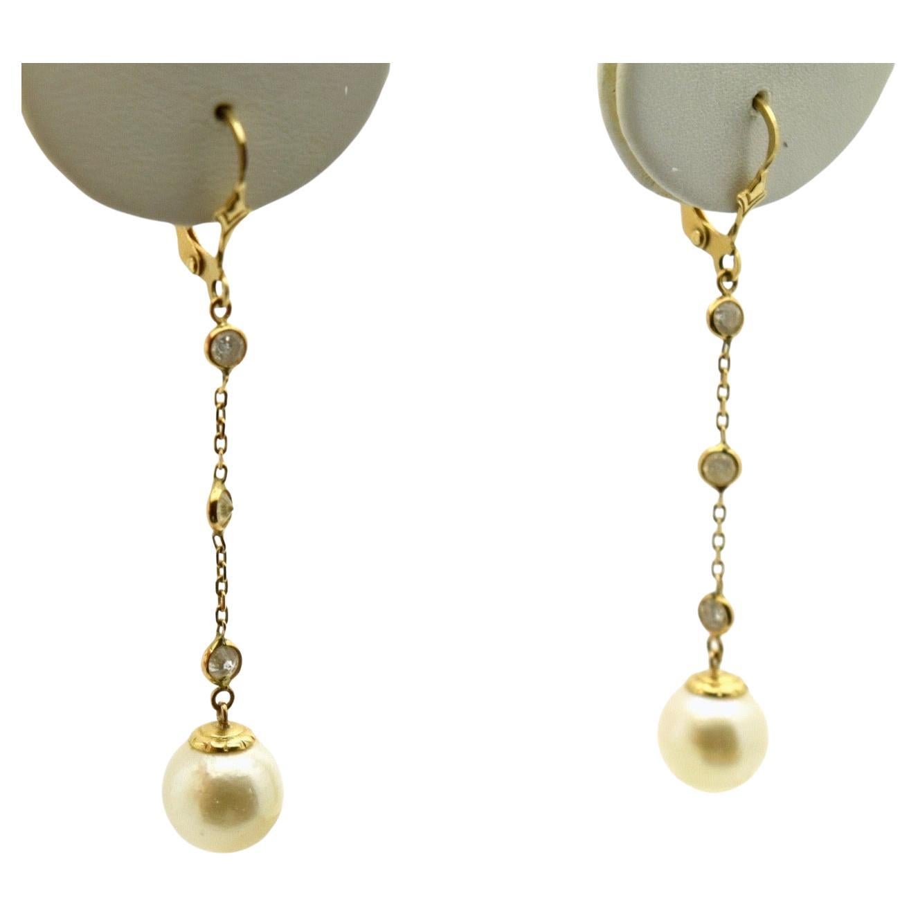South Sea Pearl earrings 14KT gold dangling 2 inches earrings wedding earrings
