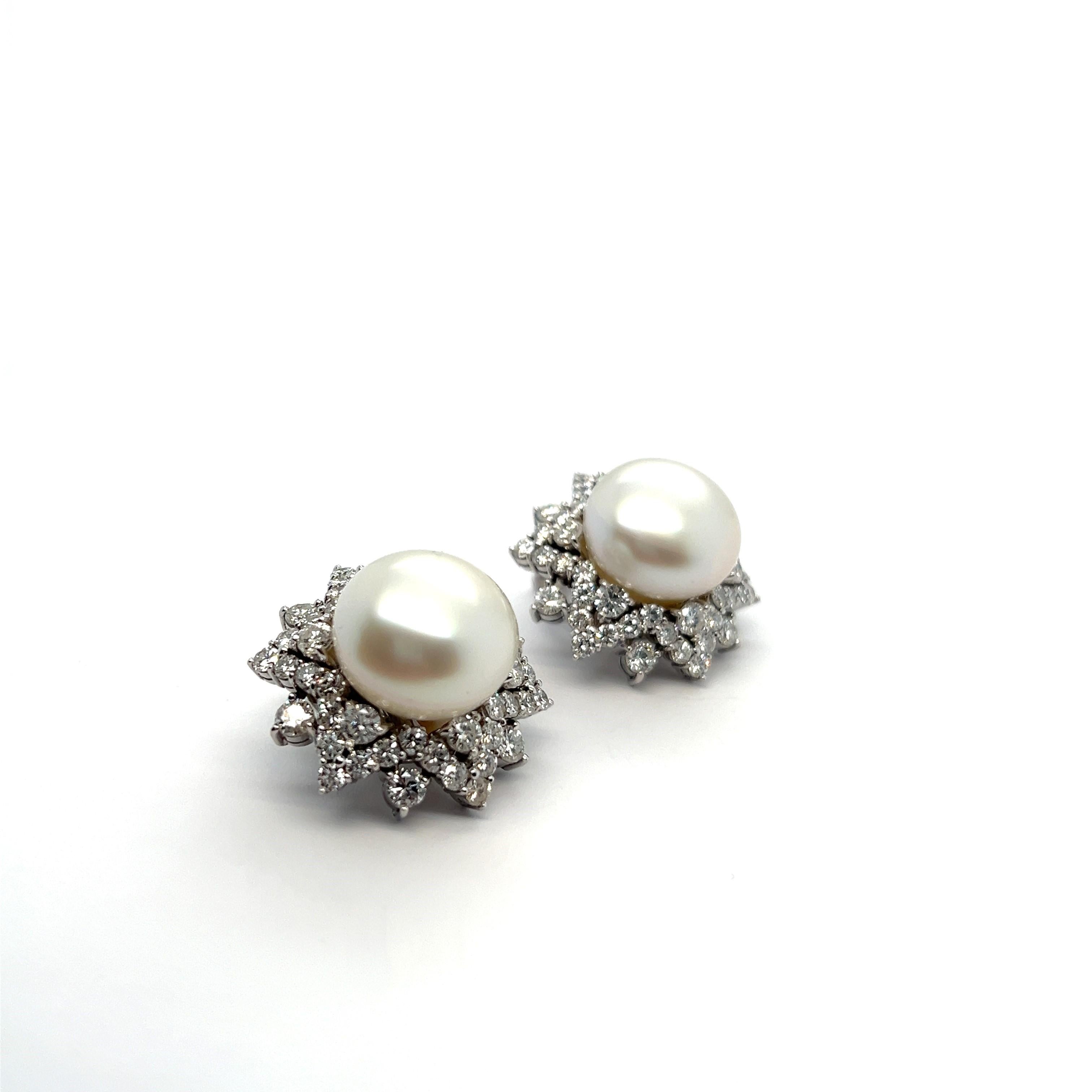 South Sea Pearl Earrings in 18 Karat White Gold by Meister For Sale 8