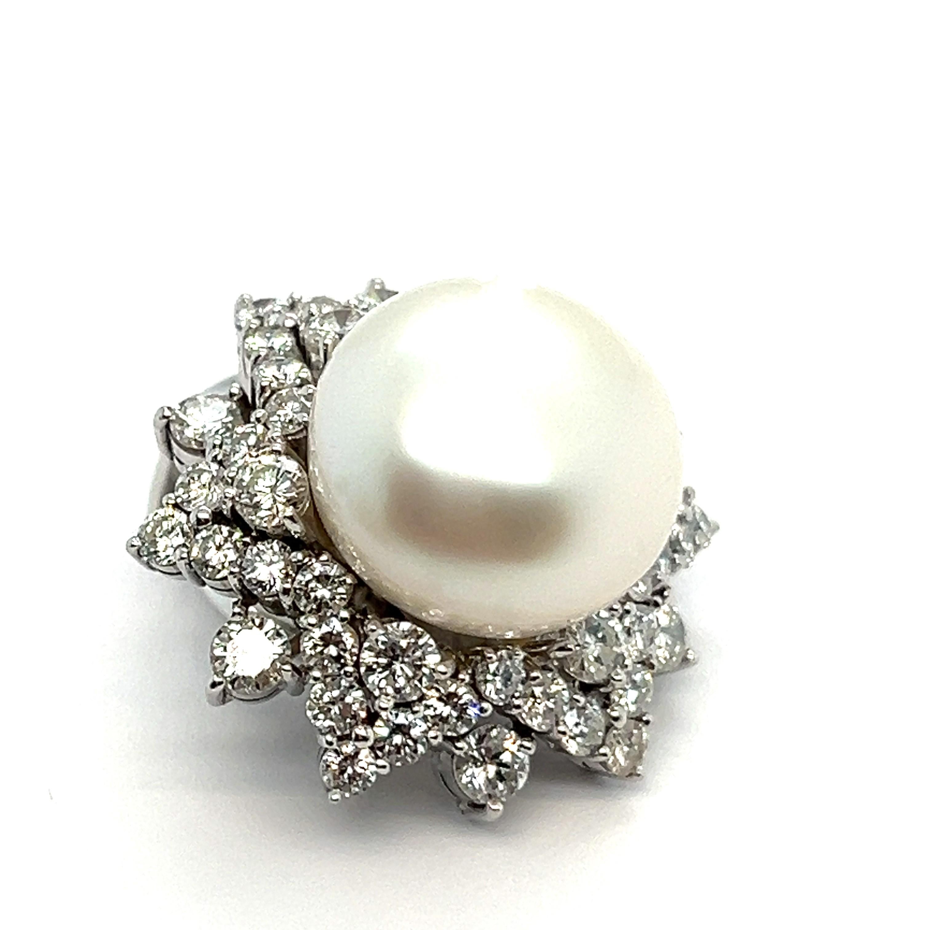 Women's or Men's South Sea Pearl Earrings in 18 Karat White Gold by Meister For Sale