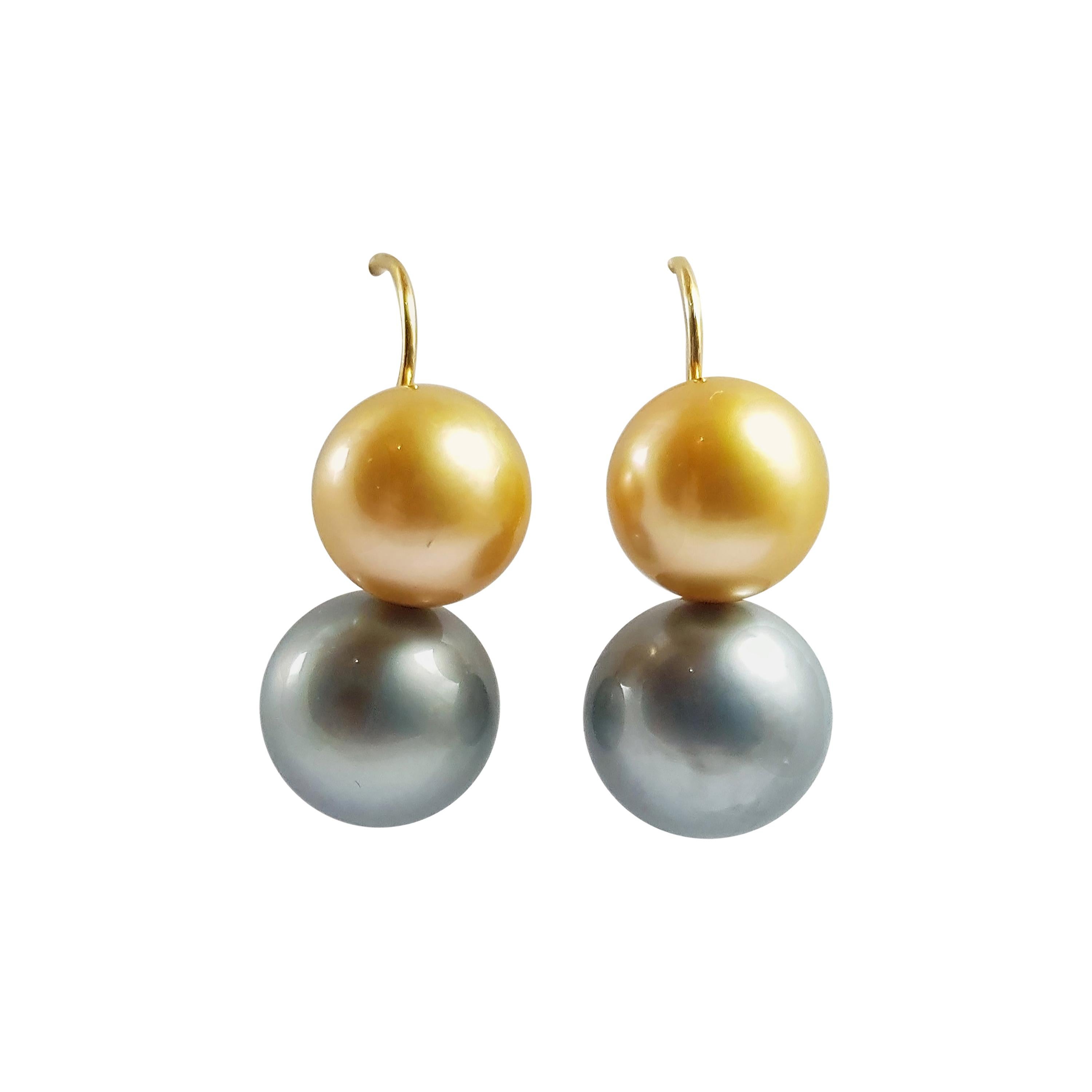 South Sea Pearl Earrings Set in 18 Karat Gold Settings