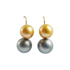 South Sea Pearl Earrings Set in 18 Karat Gold Settings