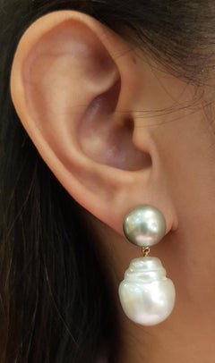 South Sea Pearl Earrings Set in 18 Karat Rose Gold Settings