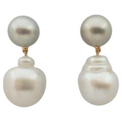 South Sea Pearl Earrings Set in 18 Karat Rose Gold Settings