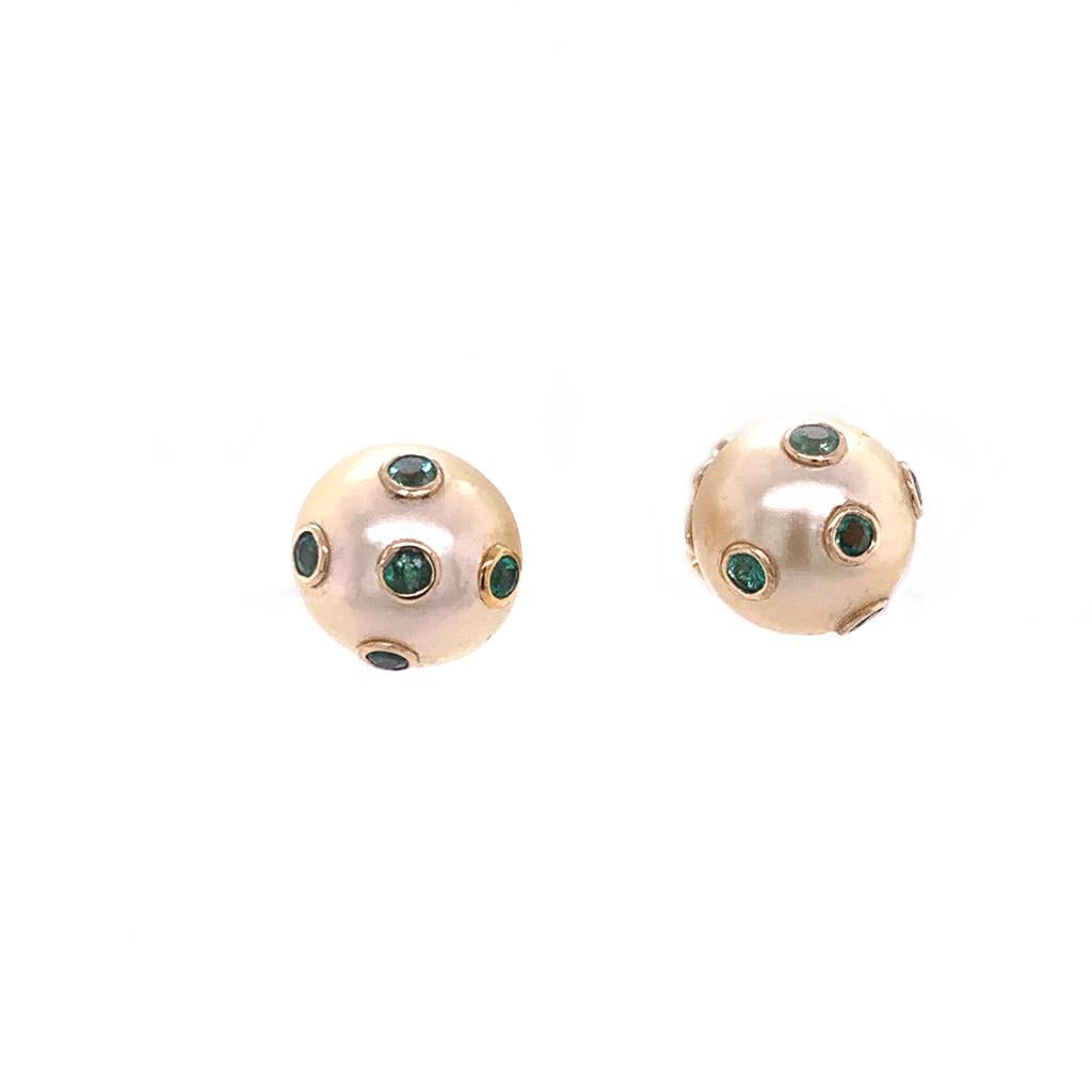 Südseeperlen-Smaragd-Ohrringe 18k Gold 11,6 mm zertifiziert im Angebot 2