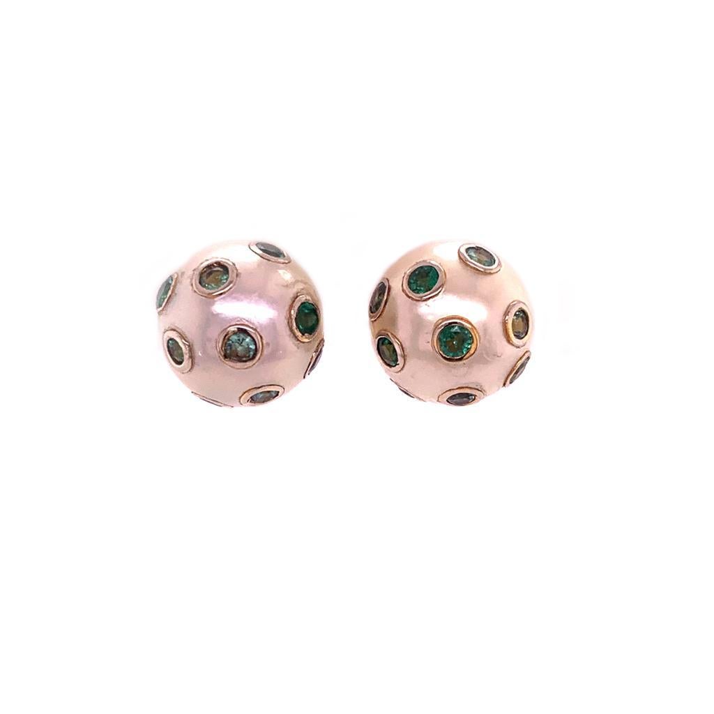 Women's South Sea Pearl Emerald Earrings 18k Gold 11.8 mm Certified $3, 950 011912