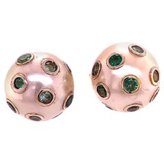 South Sea Pearl Emerald Earrings 18k Gold 11.8 mm Certified $3, 950 011912