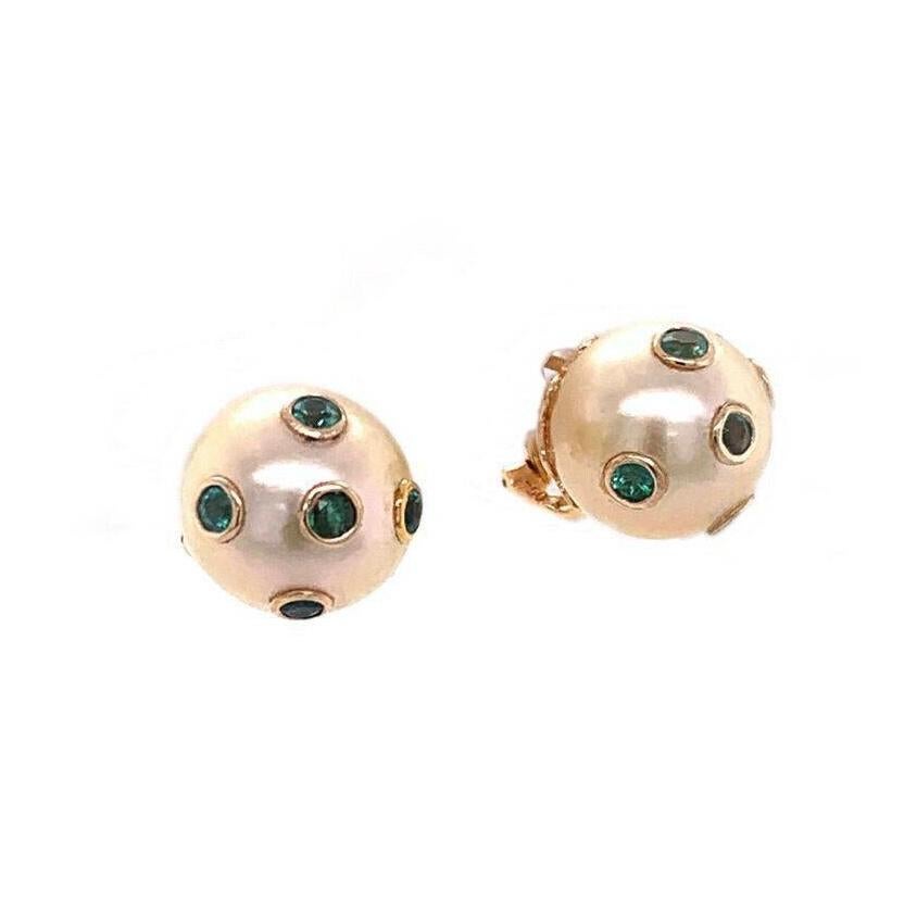 South Sea Pearl Emerald Earrings 18k Gold Certified For Sale 7
