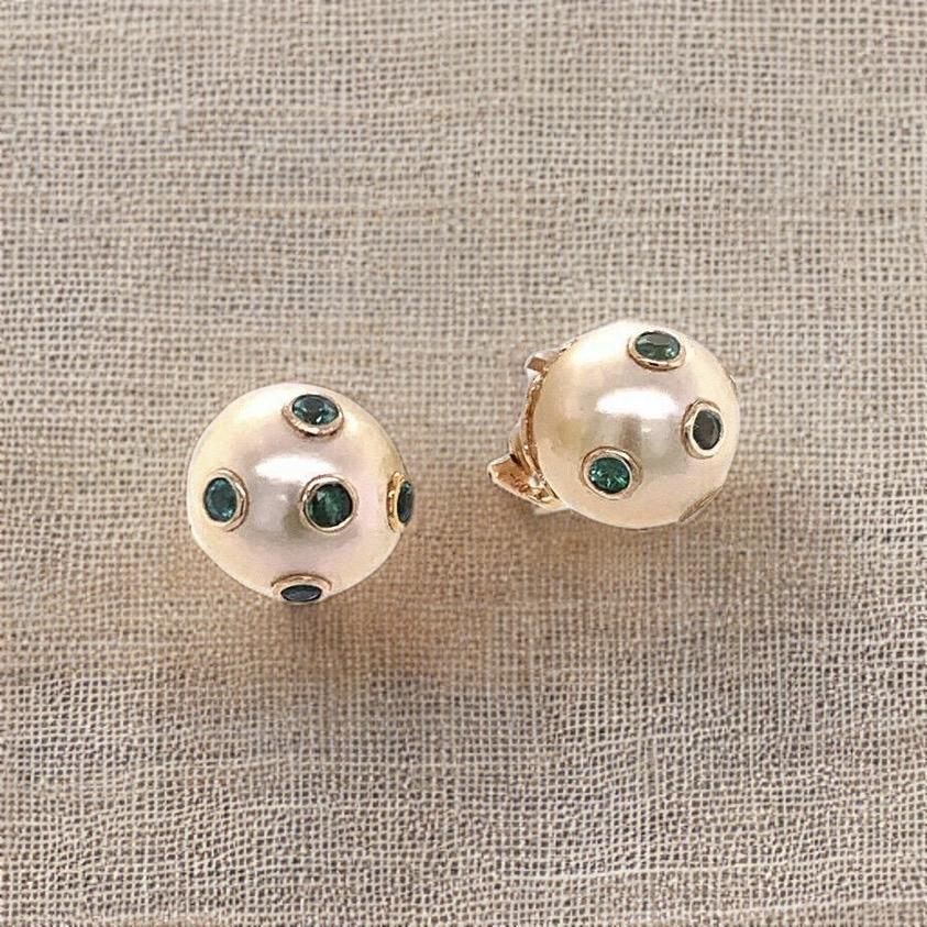 South Sea Pearl Emerald Earrings 18k Gold Certified For Sale 8