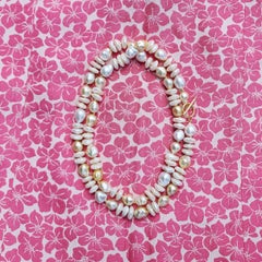 Collar de Oro y Perlas Blancas de los Mares del Sur con Perlas de Agua Dulce