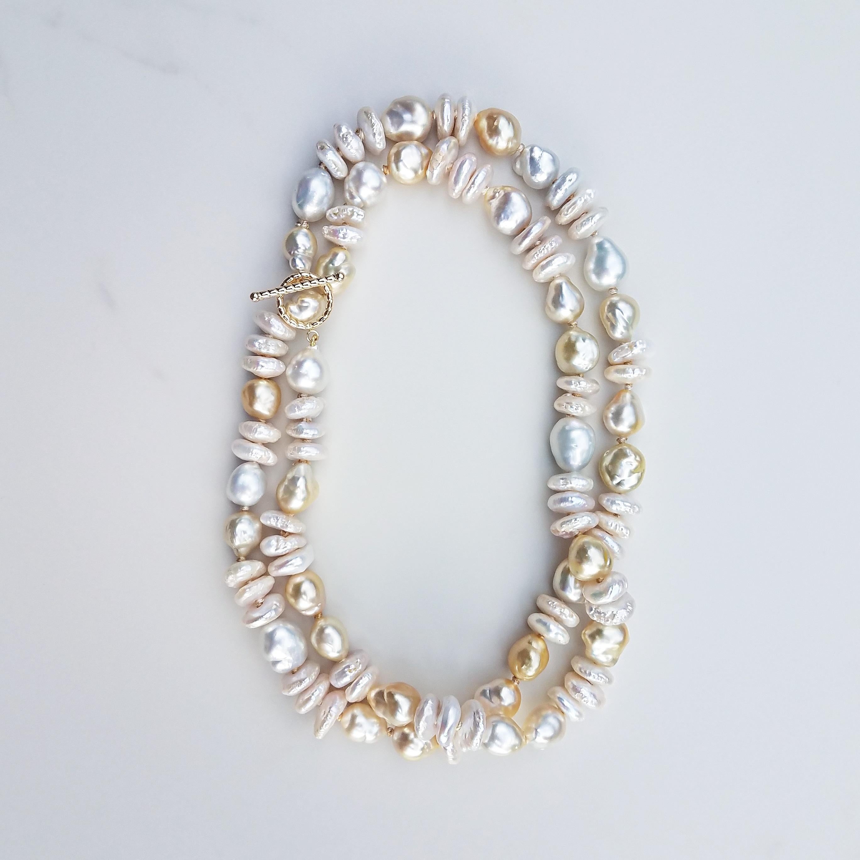 South Sea Gold and White Pearl with Fresh Water Pearl Necklace For Sale 1