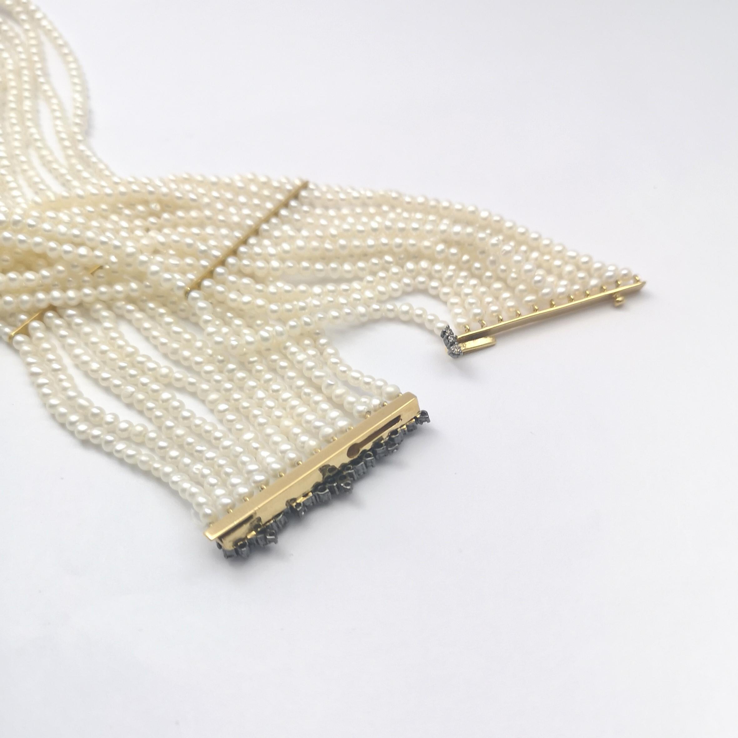 South Sea Pearl, Freshwater Pearl, Brown Diamond and Diamond Necklace in 18KGold For Sale 7