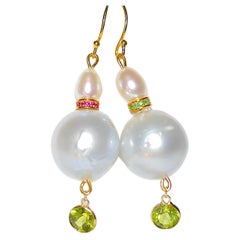 South Sea Pearl, Freshwater Pearl, Eternity Bead Earrings in 18K, 14K Gold