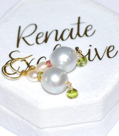 South Sea Pearl, Freshwater Pearl, Eternity Bead Earrings in 18K, 14K Gold
