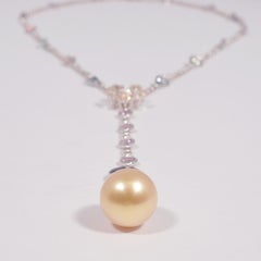 18K White Gold South Sea Pearl and Gemstone Drop Necklace, 2010