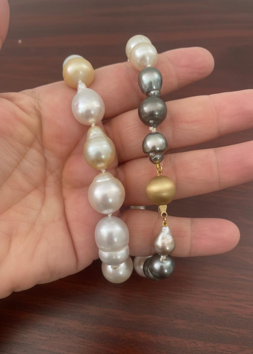 Collana barocca in oro con perle dei mari del sud da 20 pollici in vendita 1