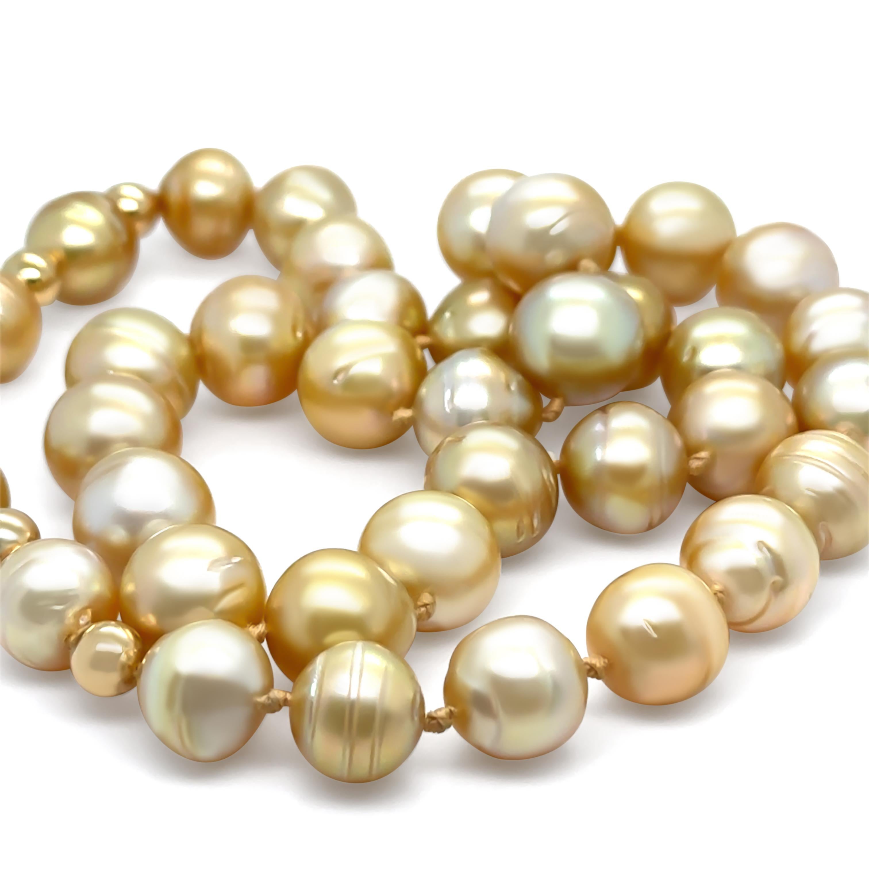 South Sea Pearl Golden Pearl Necklace 75.8g For Sale 2