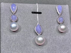 Eostre South Sea Pearl, Lavender Jadeite and Diamond White Gold Jewels Suite