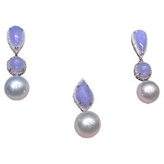 Eostre South Sea Pearl, Lavender Jadeite and Diamond White Gold Jewels Suite