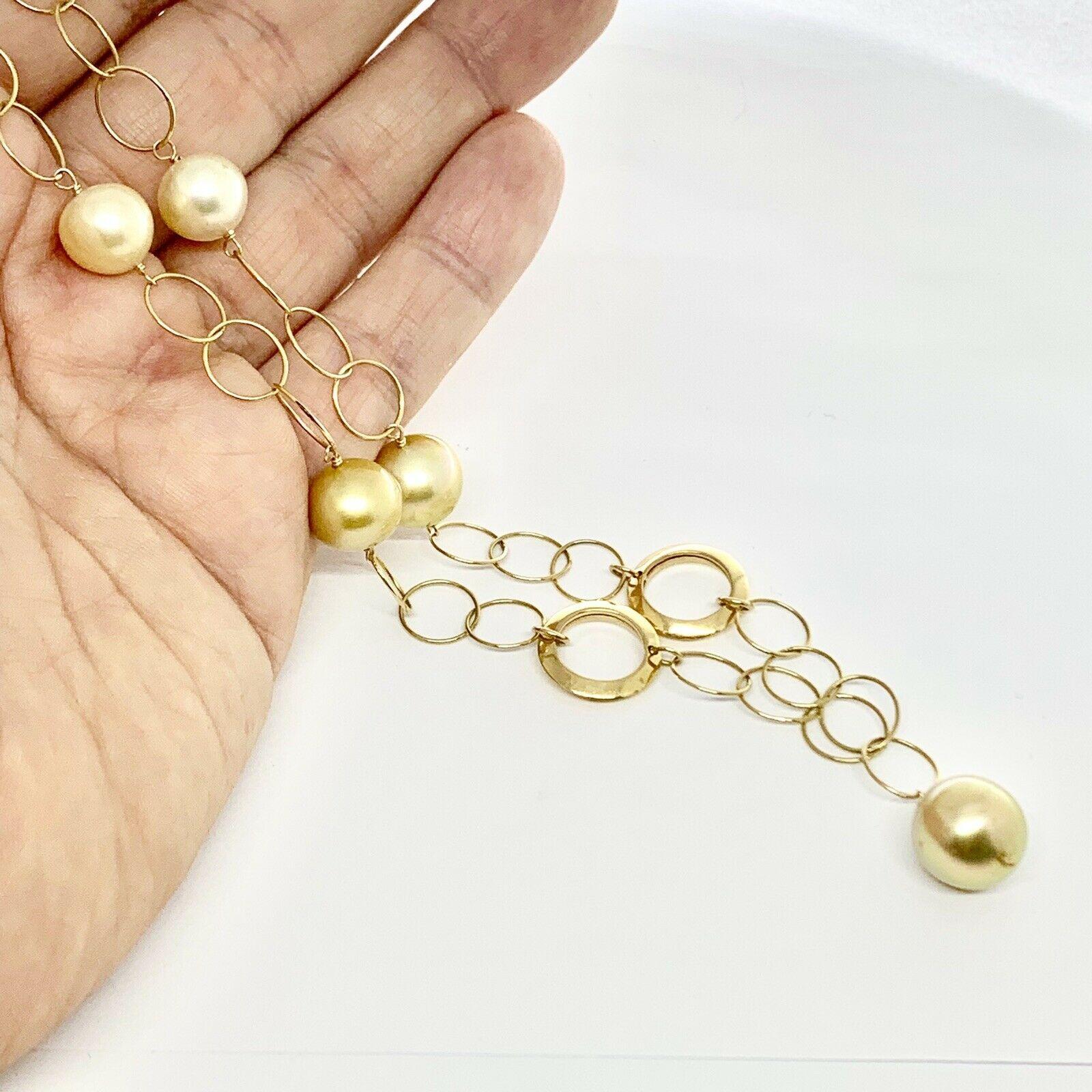 Modern South Sea Pearl Necklace 14k Gold Certified