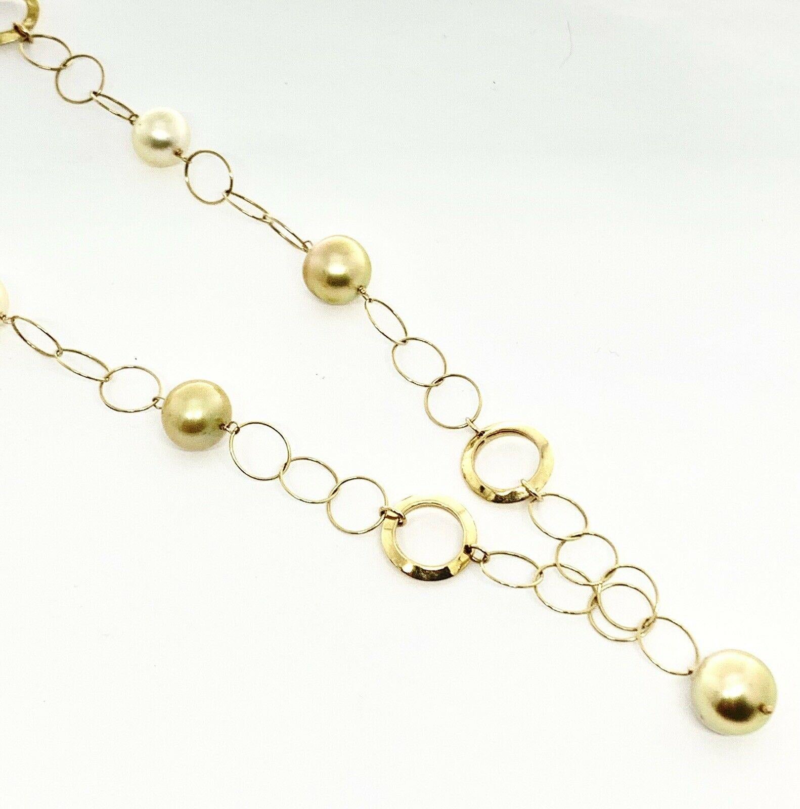 Round Cut South Sea Pearl Necklace 14k Gold Certified