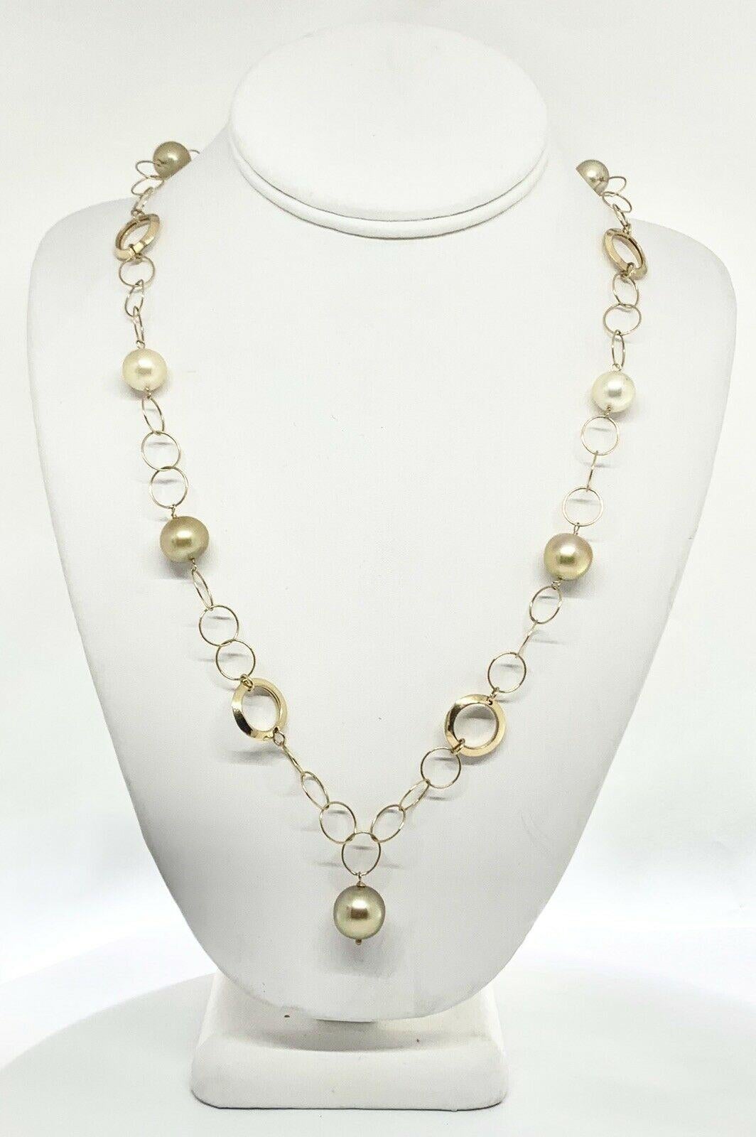 Women's South Sea Pearl Necklace 14k Gold Certified