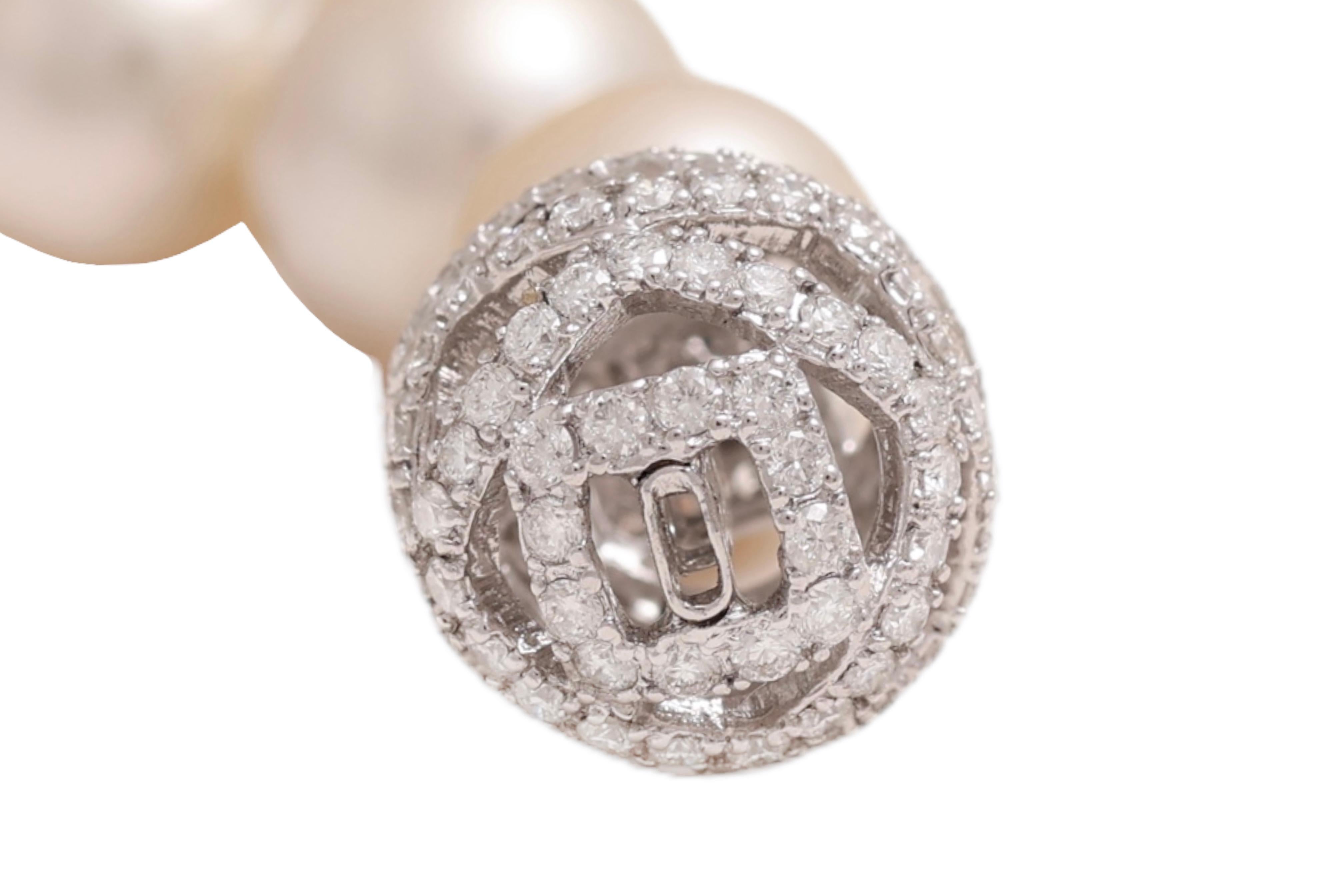 Südseeperlen-Halskette 18 kt. Weißgold-Schließfach 2.13 ct. Diamant 10,5-14 mm im Angebot 2