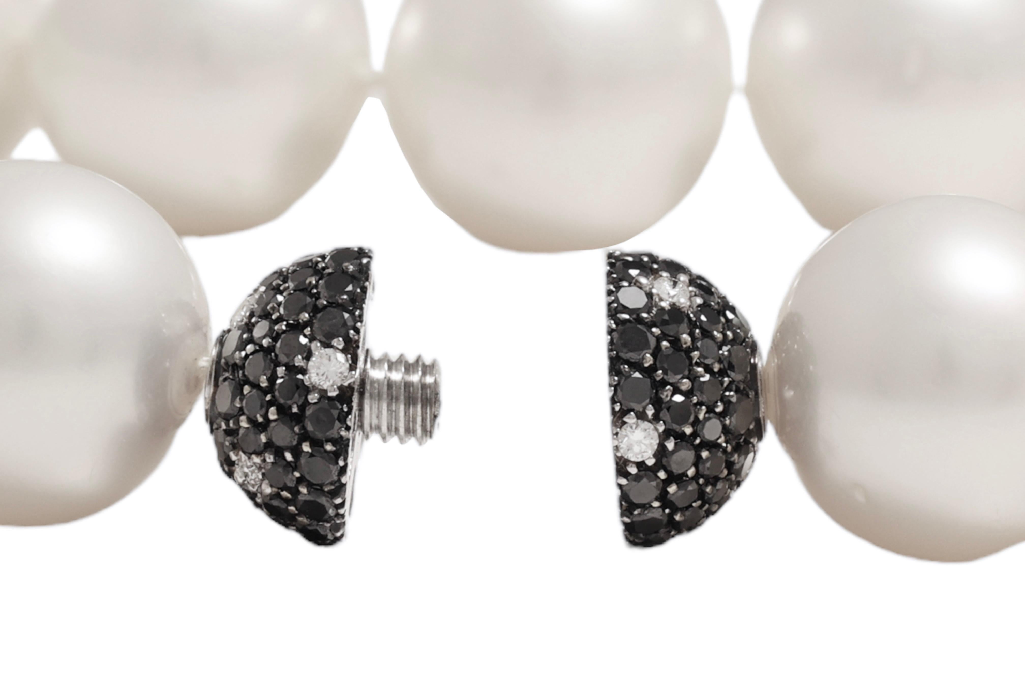Collier de perles des mers du Sud 18 carats Casier en or blanc 2.28 ct. Diamant 15-16.5mm en vente 4