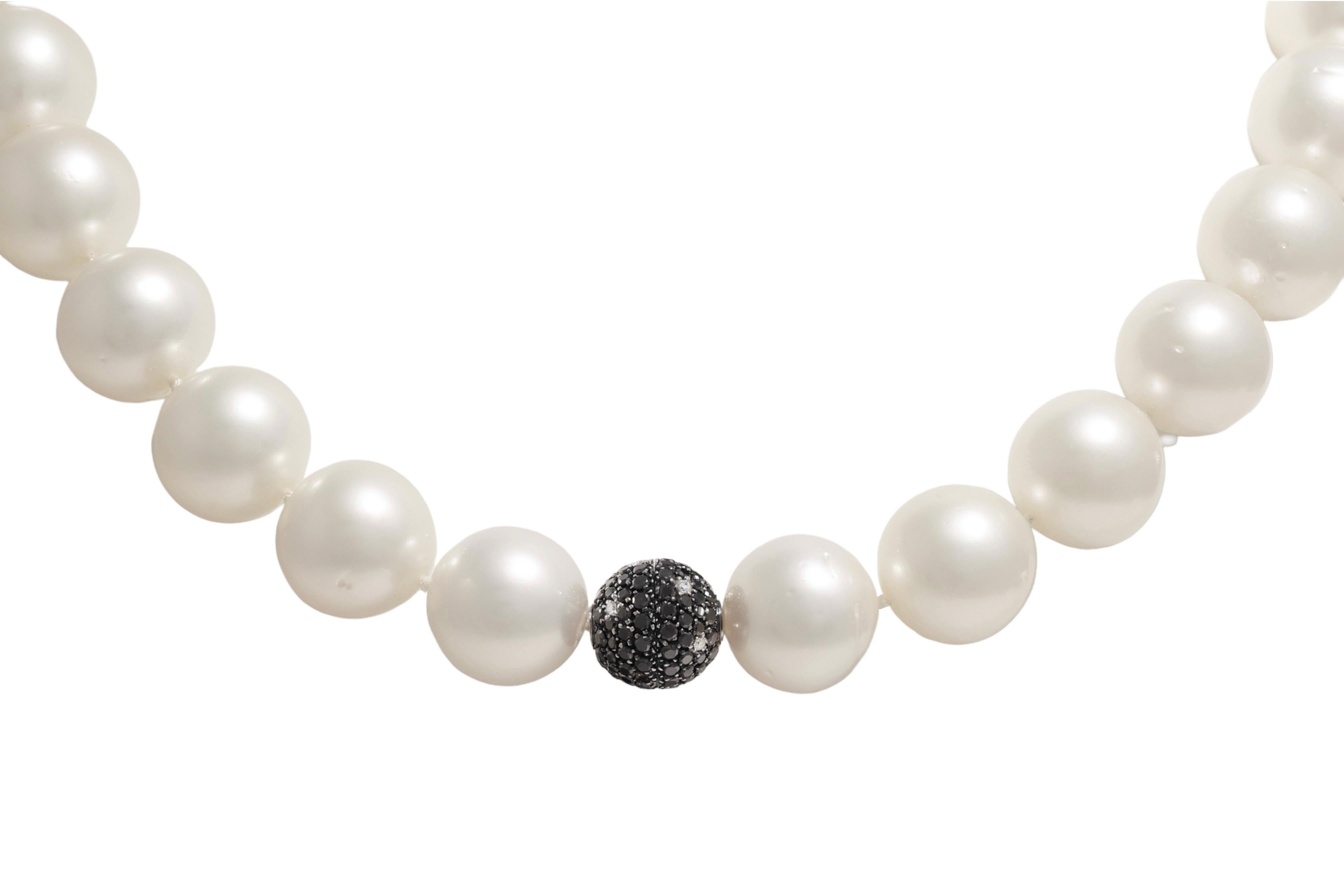 Collier de perles des mers du Sud 18 carats Casier en or blanc 2.28 ct. Diamant 15-16.5mm Neuf - En vente à Antwerp, BE
