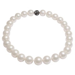 Collar de Perlas del Mar del Sur 18 kt. Armario de oro blanco 2.28 ct. Diamante 15-16,5 mm
