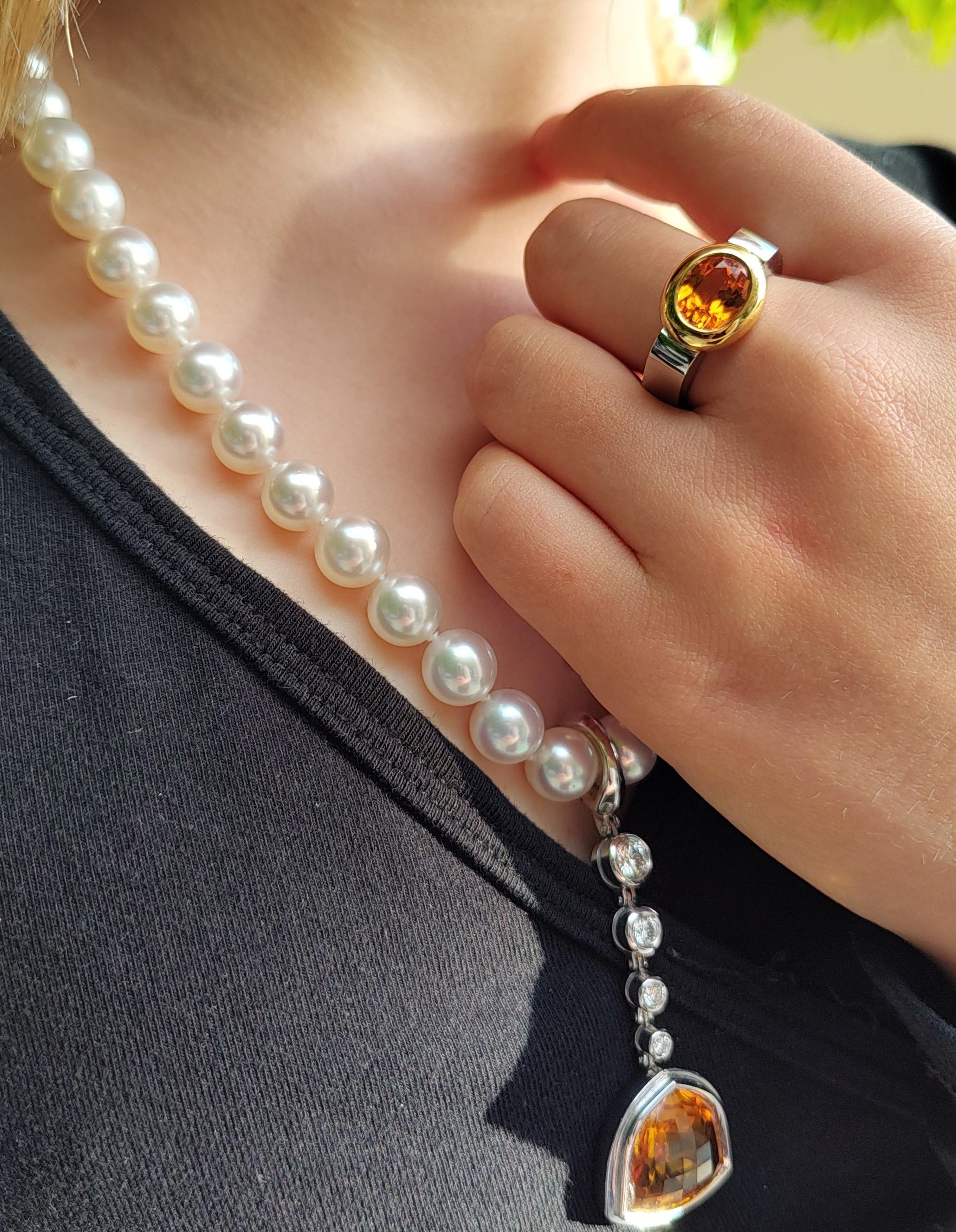 South Sea Pearl Necklace and Diamond Citrine Pearl Enhancer on 18ct White Gold For Sale 8
