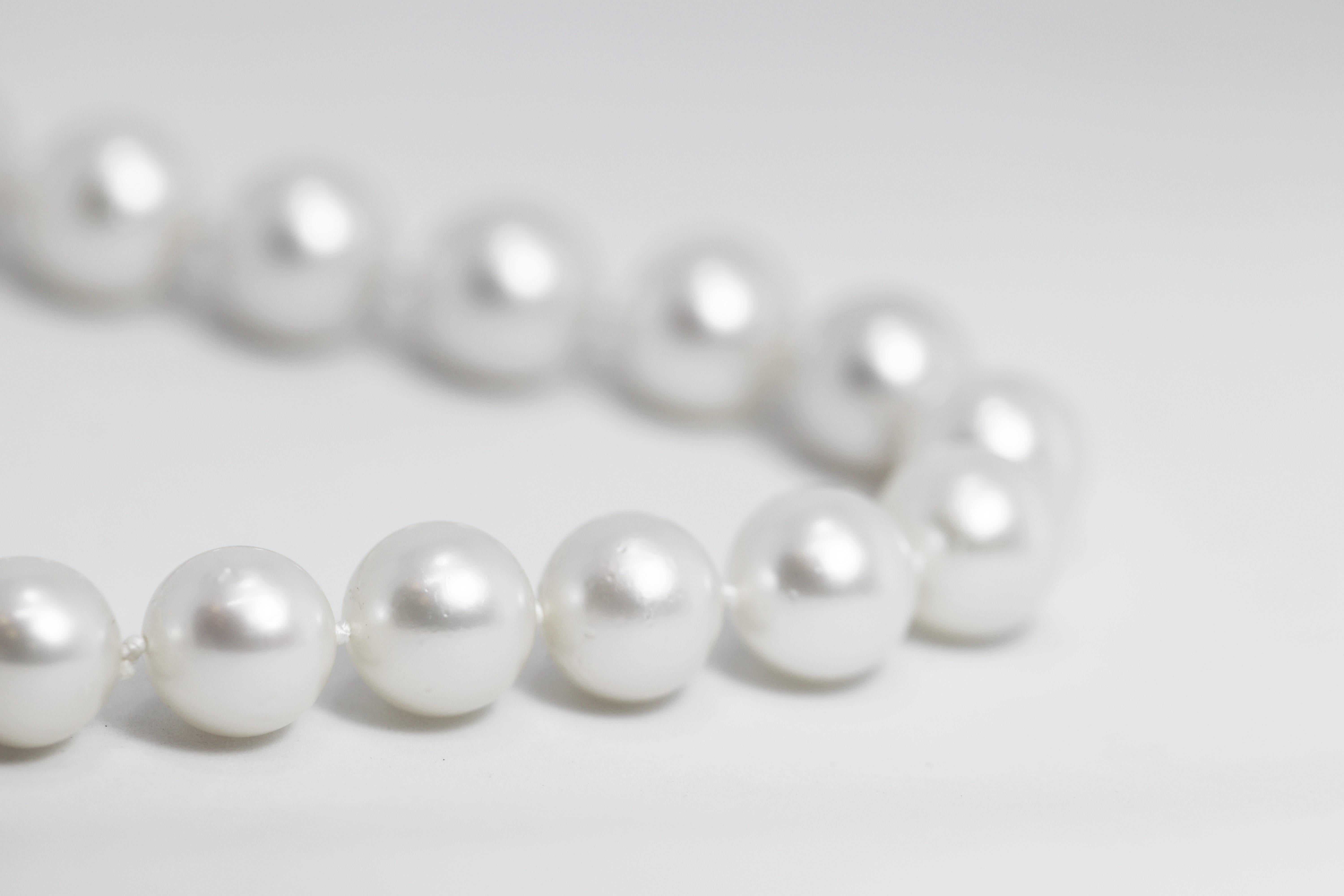 South Sea Pearl Necklace Featuring an 18 Carat Gold and Diamond Clasp In Excellent Condition In London, GB
