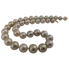 South Sea Pearl Necklace, Natural Color, 18 Karat Gold
