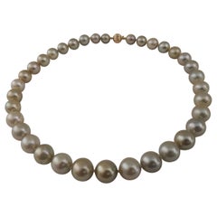 South Sea Pearl Necklace, Natural Color, 18 Karat Gold